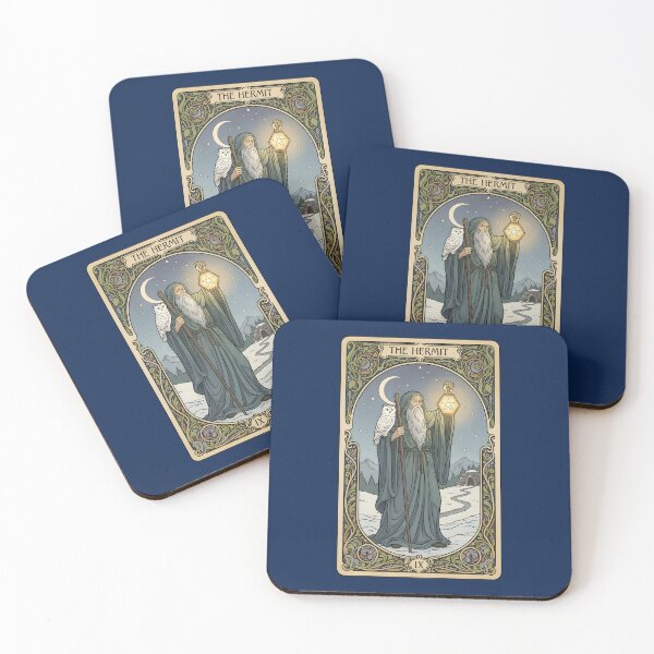 Item preview, THE HERMIT TAROT CARD | Art Nouveau Wizard Art | Aesthetic Dark Academia Wisdom & Solitude Graphic designed and sold by SergioMiklos.