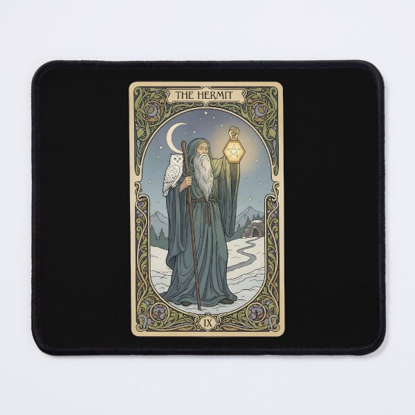 Item preview, THE HERMIT TAROT CARD | Art Nouveau Wizard Art | Aesthetic Dark Academia Wisdom & Solitude Graphic designed and sold by SergioMiklos.