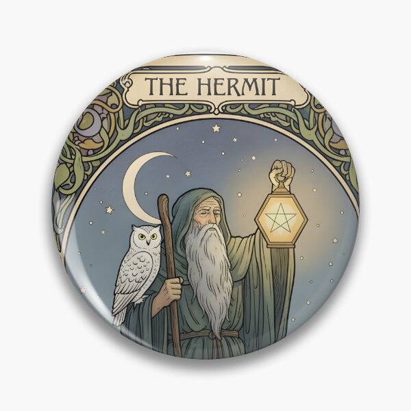Item preview, THE HERMIT TAROT CARD | Art Nouveau Wizard Art | Aesthetic Dark Academia Wisdom & Solitude Graphic designed and sold by SergioMiklos.