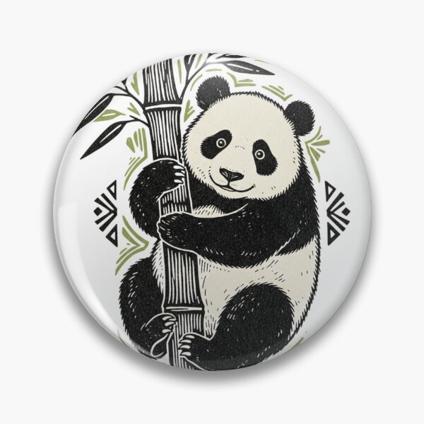 Item preview, Vintage Panda Hugging Bamboo | Minimal Panda Nature Illustration designed and sold by snaperos.