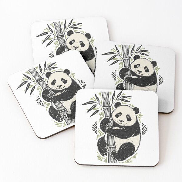 Item preview, Vintage Panda Hugging Bamboo | Minimal Panda Nature Illustration designed and sold by snaperos.