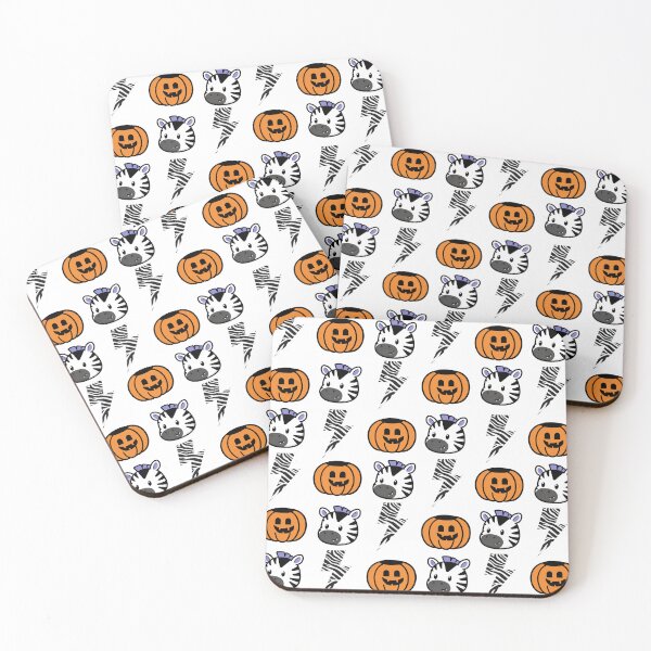 Item preview, Spooky Zebra Halloween Pattern – Cute Pumpkin & Lightning Bolt Design designed and sold by ZebraDazzleDesigns.