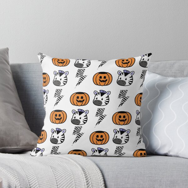 Item preview, Spooky Zebra Halloween Pattern – Cute Pumpkin & Lightning Bolt Design designed and sold by ZebraDazzleDesigns.