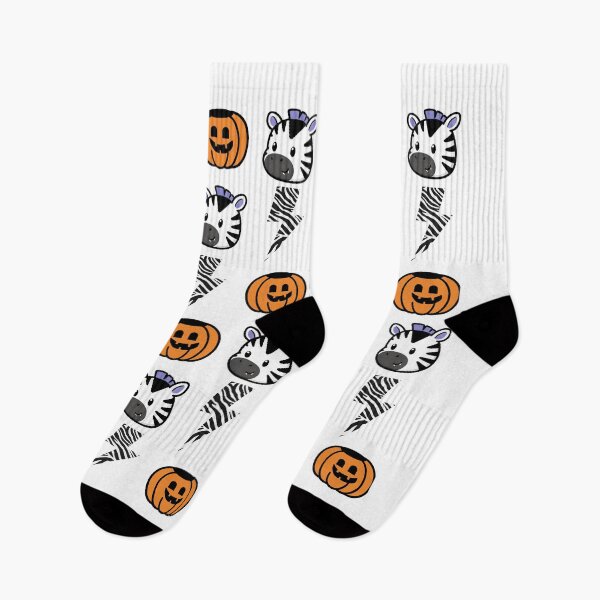 Item preview, Spooky Zebra Halloween Pattern – Cute Pumpkin & Lightning Bolt Design designed and sold by ZebraDazzleDesigns.