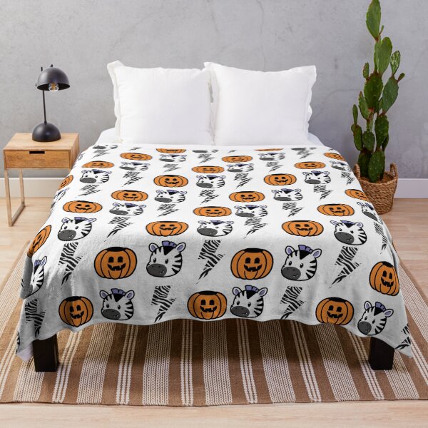 Item preview, Spooky Zebra Halloween Pattern – Cute Pumpkin & Lightning Bolt Design designed and sold by ZebraDazzleDesigns.