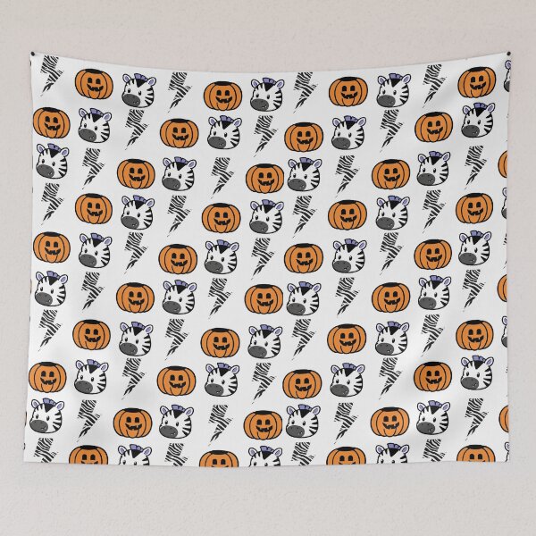 Item preview, Spooky Zebra Halloween Pattern – Cute Pumpkin & Lightning Bolt Design designed and sold by ZebraDazzleDesigns.