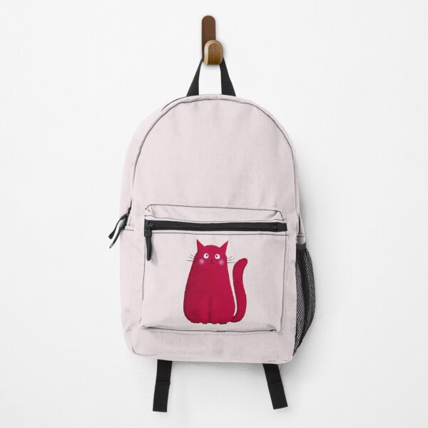 Item preview, Sad Cat Illustration – Pinkish Red Emotional Moody Cat Art designed and sold by Brightful Creations .