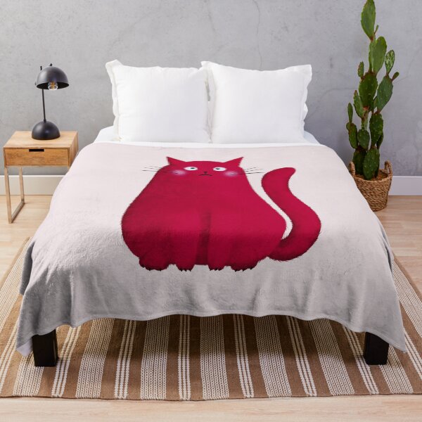 Item preview, Sad Cat Illustration – Pinkish Red Emotional Moody Cat Art designed and sold by Brightful Creations .