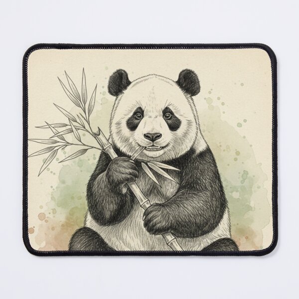 Item preview, Hand Drawn Panda Eating Bamboo | Vintage Watercolor Panda Illustration designed and sold by snaperos.