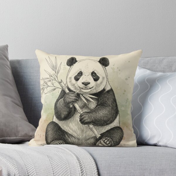 Item preview, Hand Drawn Panda Eating Bamboo | Vintage Watercolor Panda Illustration designed and sold by snaperos.