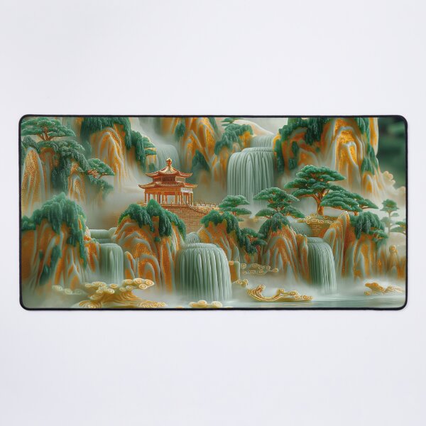 Item preview, Asian jade carving mountain landscape with temples designed and sold by MargaretWiktor.