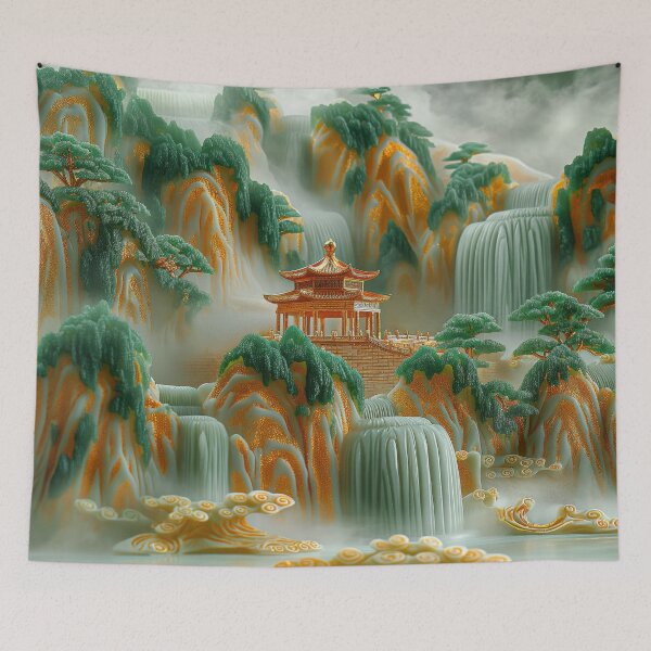 Item preview, Asian jade carving mountain landscape with temples designed and sold by MargaretWiktor.
