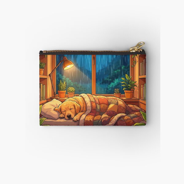 Aperçu de l'œuvre Golden Retriever endormi un jour de pluie créée et vendue par Neural Dream.