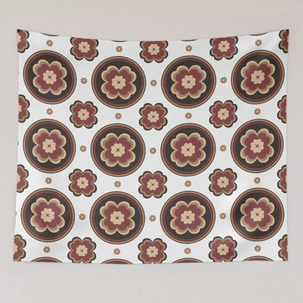 Item preview, Seamless Retro Floral Medallion Pattern with Geometric Flower Circles in Warm Brown Tones designed and sold by kasune-shop.
