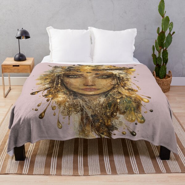 Item preview, Boho Spiritual Woman Portrait – Golden Abstract Art designed and sold by NB-Artmagic.