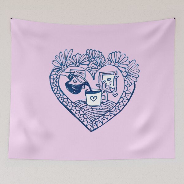 Item preview, Spring Coffee Love Heart Table Pen Doodled Sketch, Hand Drawn Doodle designed and sold by Uplifting Vib'n Design and Decor .