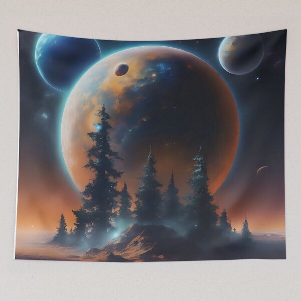 Item preview, A mysterious planet rising above alien forests. designed and sold by MissYouONLY.