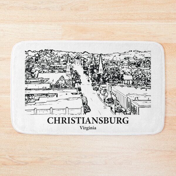 Artikelvorschau, Christiansburg, Virginia – Stadtansicht-Illustration (Tusche) entworfen und verkauft von Lakeric Cityscapes.