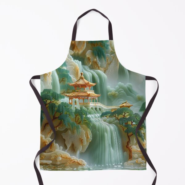 Item preview, Asian Pagodas Mountain Misty Scenery with Waterfalls designed and sold by MargaretWiktor.