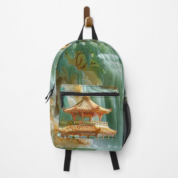 Item preview, Asian Pagodas Mountain Misty Scenery with Waterfalls designed and sold by MargaretWiktor.