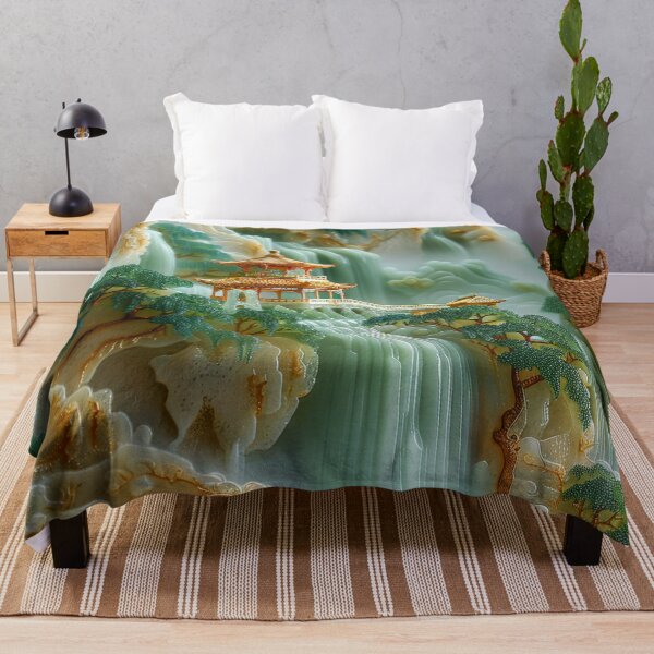 Item preview, Asian Pagodas Mountain Misty Scenery with Waterfalls designed and sold by MargaretWiktor.