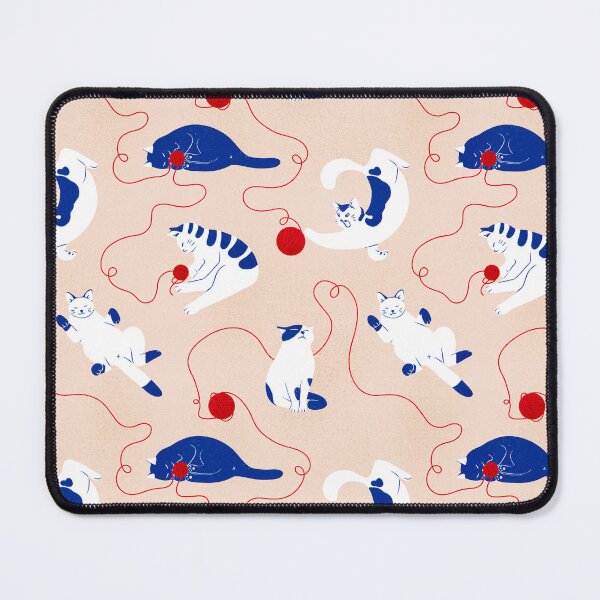 Item preview, Silly Cats Playing Yarn in Peach Blue and Red designed and sold by studiomamabara.