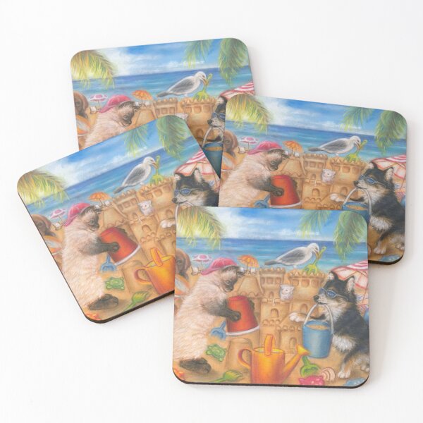 Item preview, Puppies and kittens at the beach  making a sandcastle designed and sold by AlessandraArt.