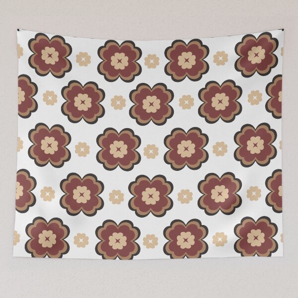 Item preview, Seamless Retro Floral Medallion Pattern with Geometric Flower Circles in Warm Brown Tones designed and sold by kasune-shop.