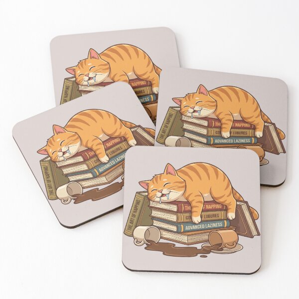 Item preview, The Art of Napping - Funny Sleeping Ginger Cat and Books Illustration designed and sold by HappySproutArt.