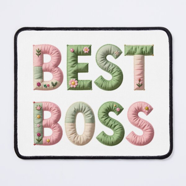 Item preview, BEST BOSS - IN PINK & GREEN FAUX LETTERING designed and sold by AlexOBrienArt.