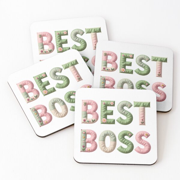 Item preview, BEST BOSS - IN PINK & GREEN FAUX LETTERING  designed and sold by AlexOBrienArt.