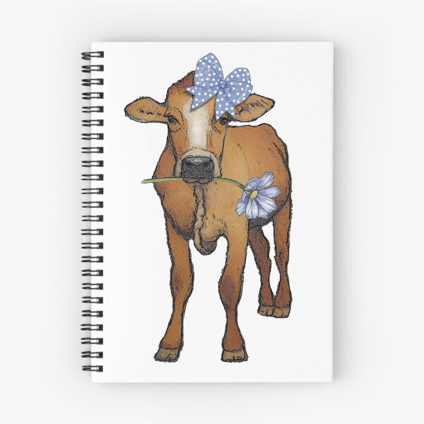 Item preview, Cute Calf with Big Blue Polka Dotted Bow and Flower designed and sold by JoyfulWhimsy.