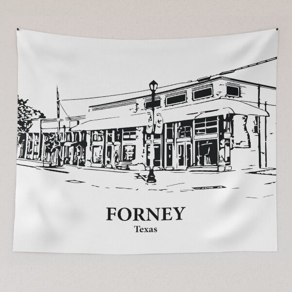 Item preview, Forney TX - Ink Cityscape Illustration designed and sold by Lakeric Cityscapes.