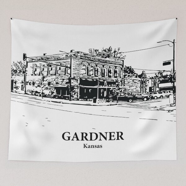 Item preview, Gardner KS - Ink Cityscape Illustration designed and sold by Lakeric Cityscapes.