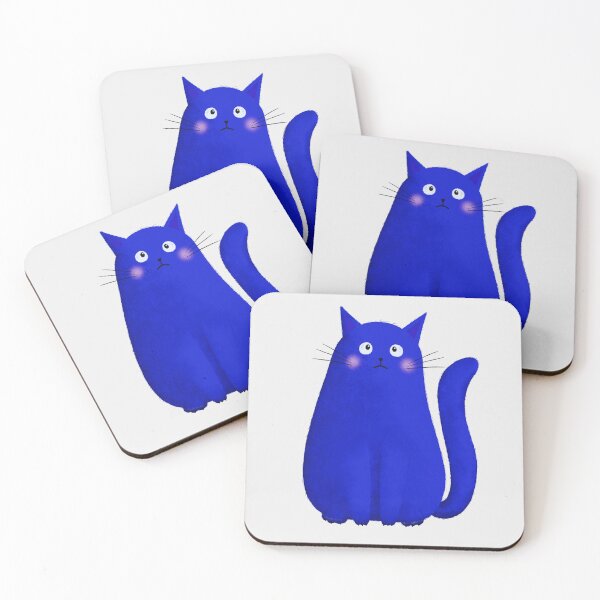 Item preview, Sad Cat Illustration – Dark Blue Moody Cute Cat Art designed and sold by Brightful Creations .