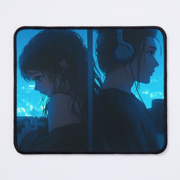 Item preview, Cozy Rainy Night Lofi Anime Silhouette designed and sold by NeonKinPrints.