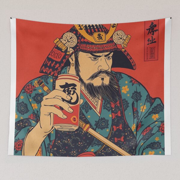 Item preview, Samurai Ukiyo e Pop Art | Traditional Japanese Warrior with Soda Can | Modern Mashup Art designed and sold by Vandy Fullam.