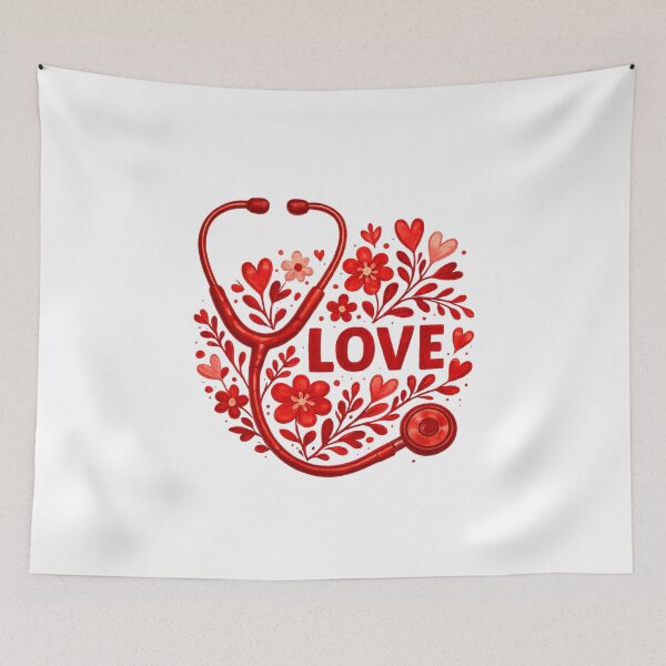 Item preview, Love Stethoscope Floral Illustration designed and sold by DariaOltes.
