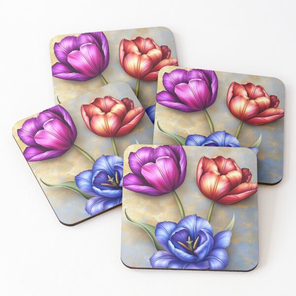 Artikelvorschau, Elegante Tulpen in Lila, Rot und Blau entworfen und verkauft von MargaretWiktor.