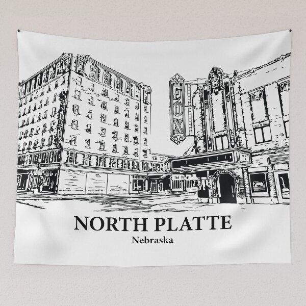 Artikelvorschau, North Platte, Nebraska – Tuschezeichnung einer Stadtlandschaft entworfen und verkauft von Lakeric Cityscapes.