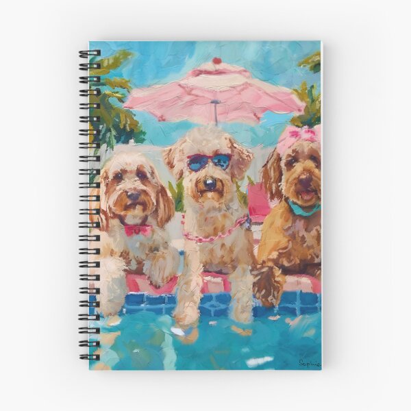 Item preview, Preppy dogs at the swimming pool in Palm Beach designed and sold by SophieClimaArt.