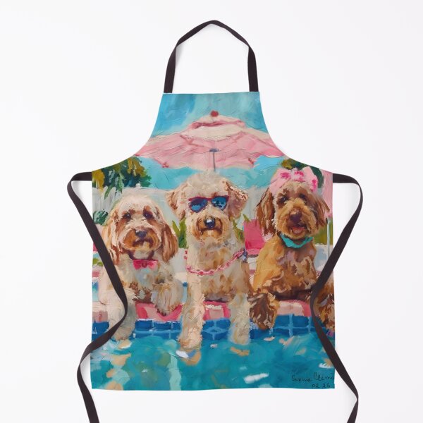 Item preview, Preppy dogs at the swimming pool in Palm Beach designed and sold by SophieClimaArt.