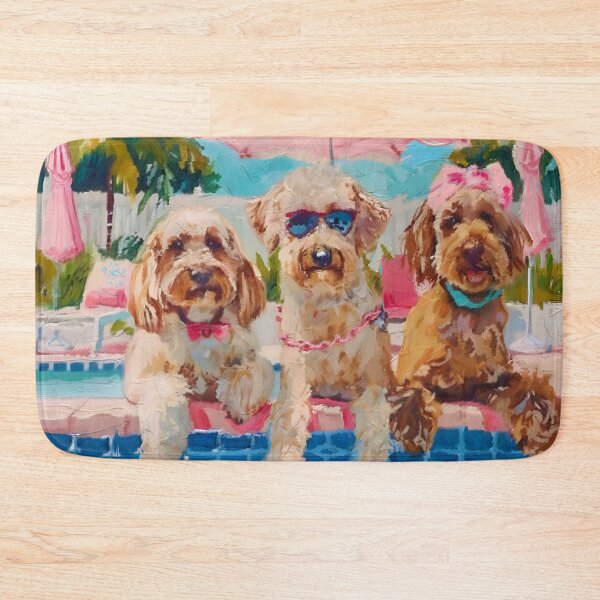 Item preview, Preppy dogs at the swimming pool in Palm Beach designed and sold by SophieClimaArt.