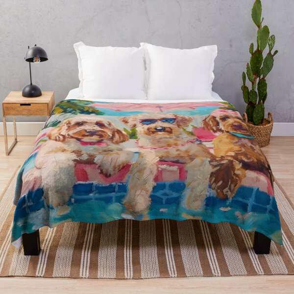 Item preview, Preppy dogs at the swimming pool in Palm Beach designed and sold by SophieClimaArt.