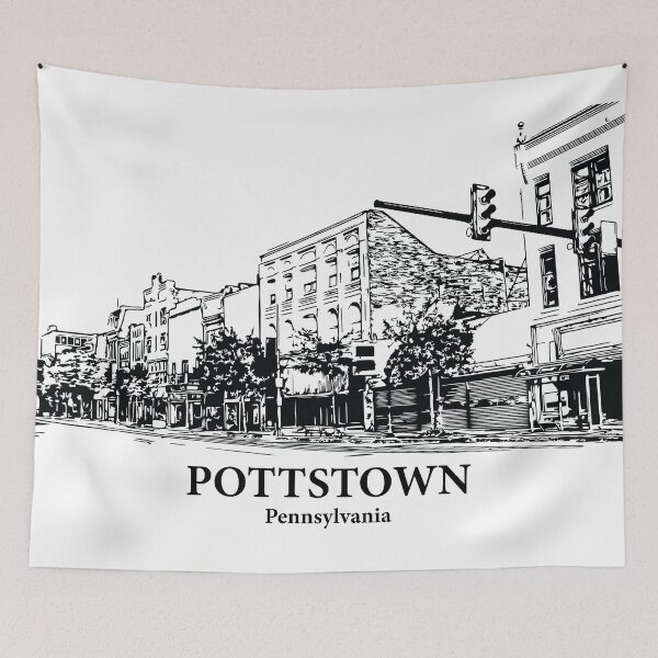 Item preview, Pottstown PA - Ink Cityscape Illustration designed and sold by Lakeric.