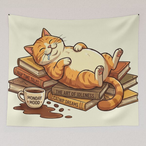 Item preview, The Art of Napping - Funny Lazy Ginger Cat Monday Mood designed and sold by HappySproutArt.
