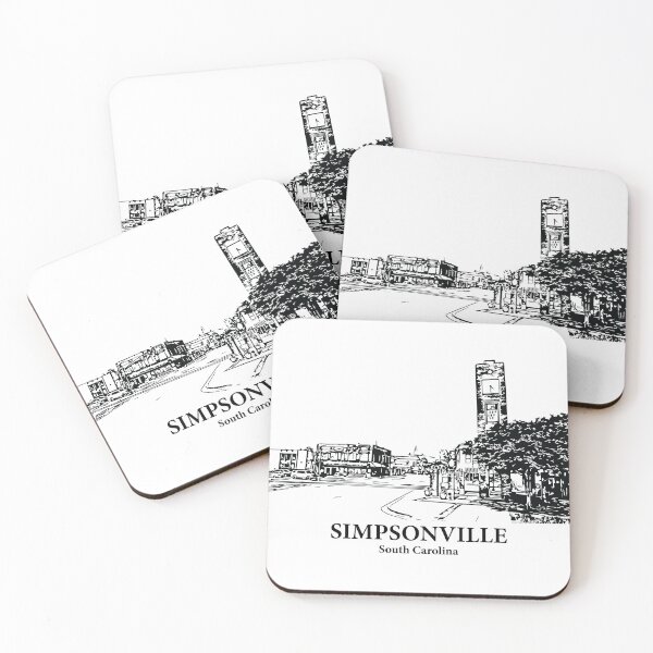 Item preview, Simpsonville SC - Ink Cityscape Illustration designed and sold by Lakeric Cityscapes.