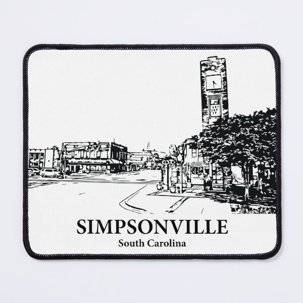 Item preview, Simpsonville SC - Ink Cityscape Illustration designed and sold by Lakeric Cityscapes.