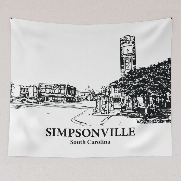 Item preview, Simpsonville SC - Ink Cityscape Illustration designed and sold by Lakeric Cityscapes.