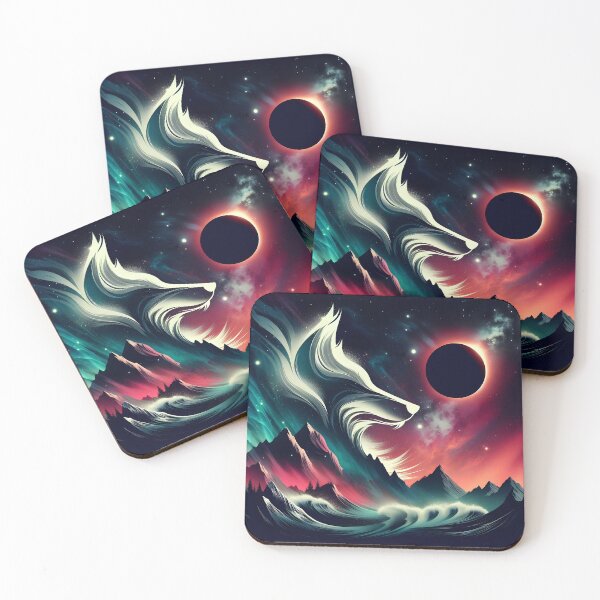 Item preview, Northern Lights Wolf and Eclipse, Ai Generated Art   designed and sold by ACC .
